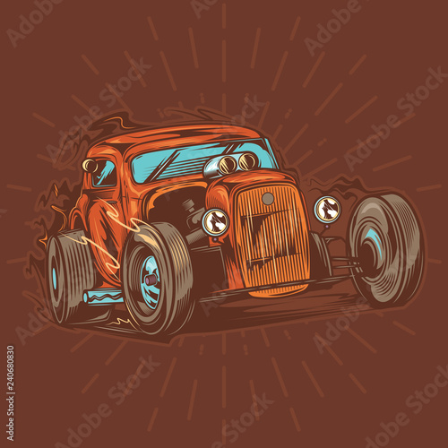 Vector illustration of a classic American hot rod.