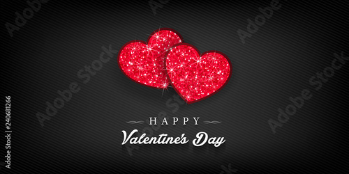 valentines day, 14th February, glowing heart romantic love day Celebration card vector illustration