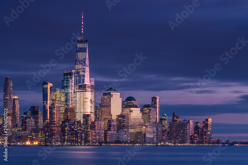Financial district  view from hudson river at night with long exposure © Andriy Stefanyshyn