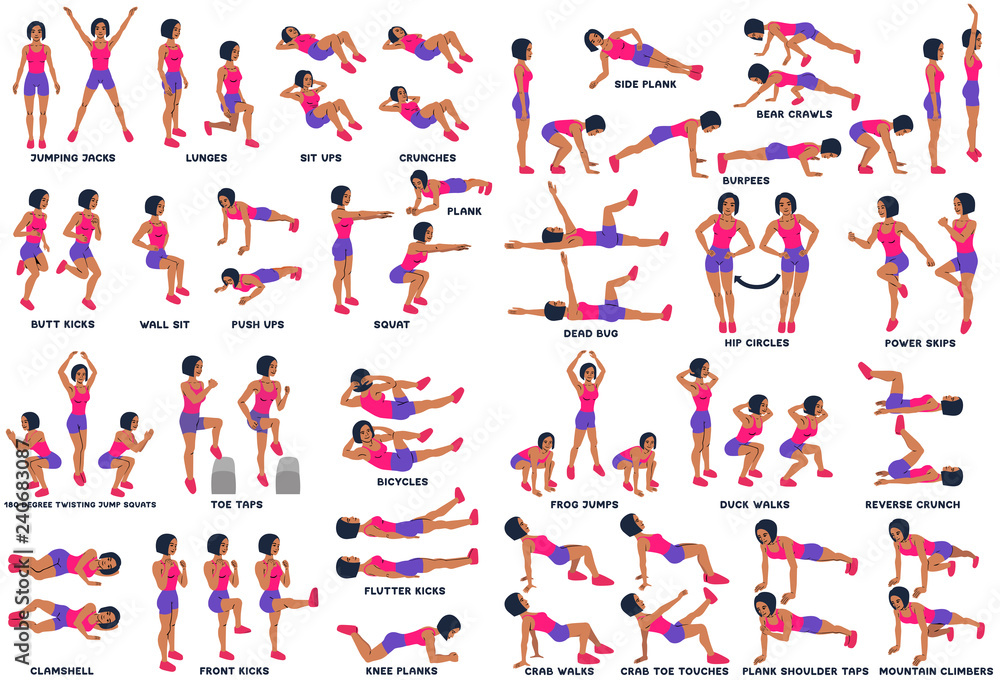 Sport exersice. Silhouettes of woman doing exercise. Workout, training. Sport exersice. Silhouettes of woman doing exercise. Workout, training.