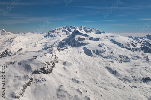 Aerial view of landscape in the ski region of Zermatt and Breuil-Cervinia © A. Emson
