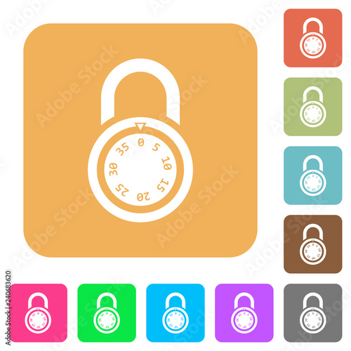 Locked round combination lock rounded square flat icons