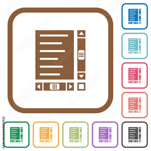 Document with content and scroll bars simple icons