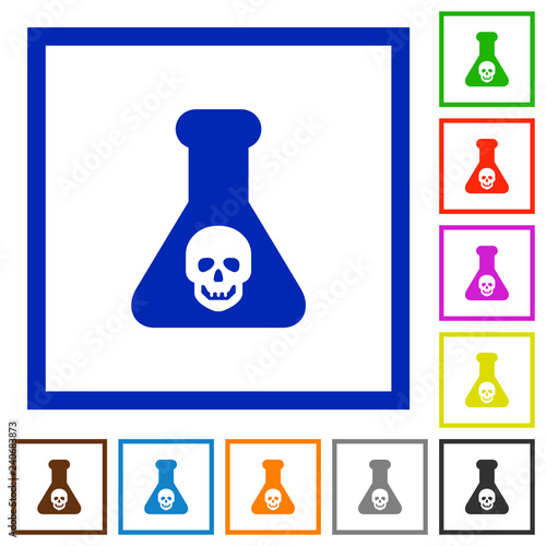 Dangerous chemical experiment flat framed icons