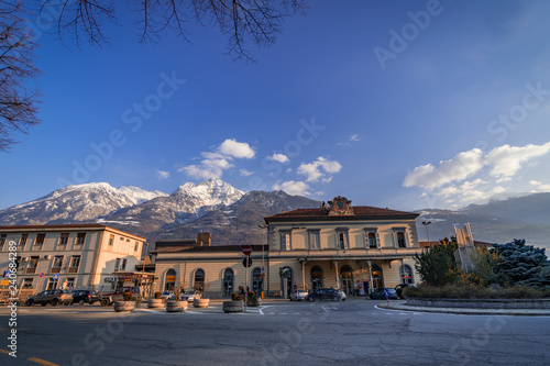 Aosta train station in Italian Alps