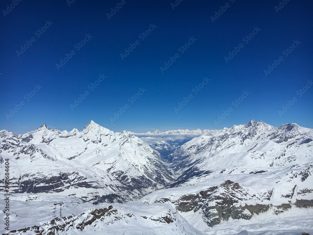 Panoramic view of Matter valley and Zermatt, Switzerland