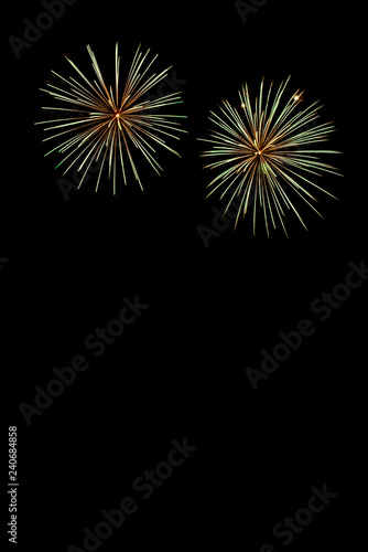 Green fireworks with copy space