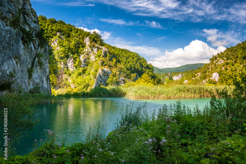 Fototapeta Naklejka Na Ścianę i Meble -  View of landscape with a lake, The Plitvice Lakes National Park, Croatia, Europe.