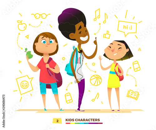 Pupils characters together.