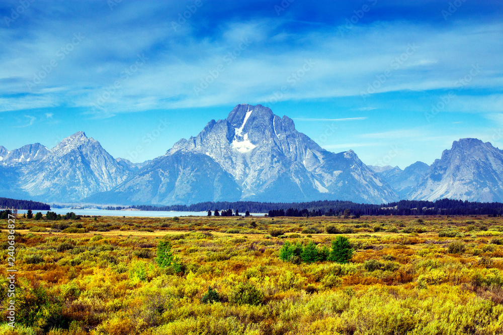 Mount Moran from Willow Flats in Grand Teton National Park, Wyoming