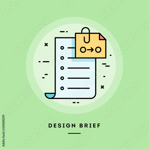 Client brief, flat design thin line banner, usage for e-mail newsletters, web banners, headers, blog posts, print and more. Vector illustration.