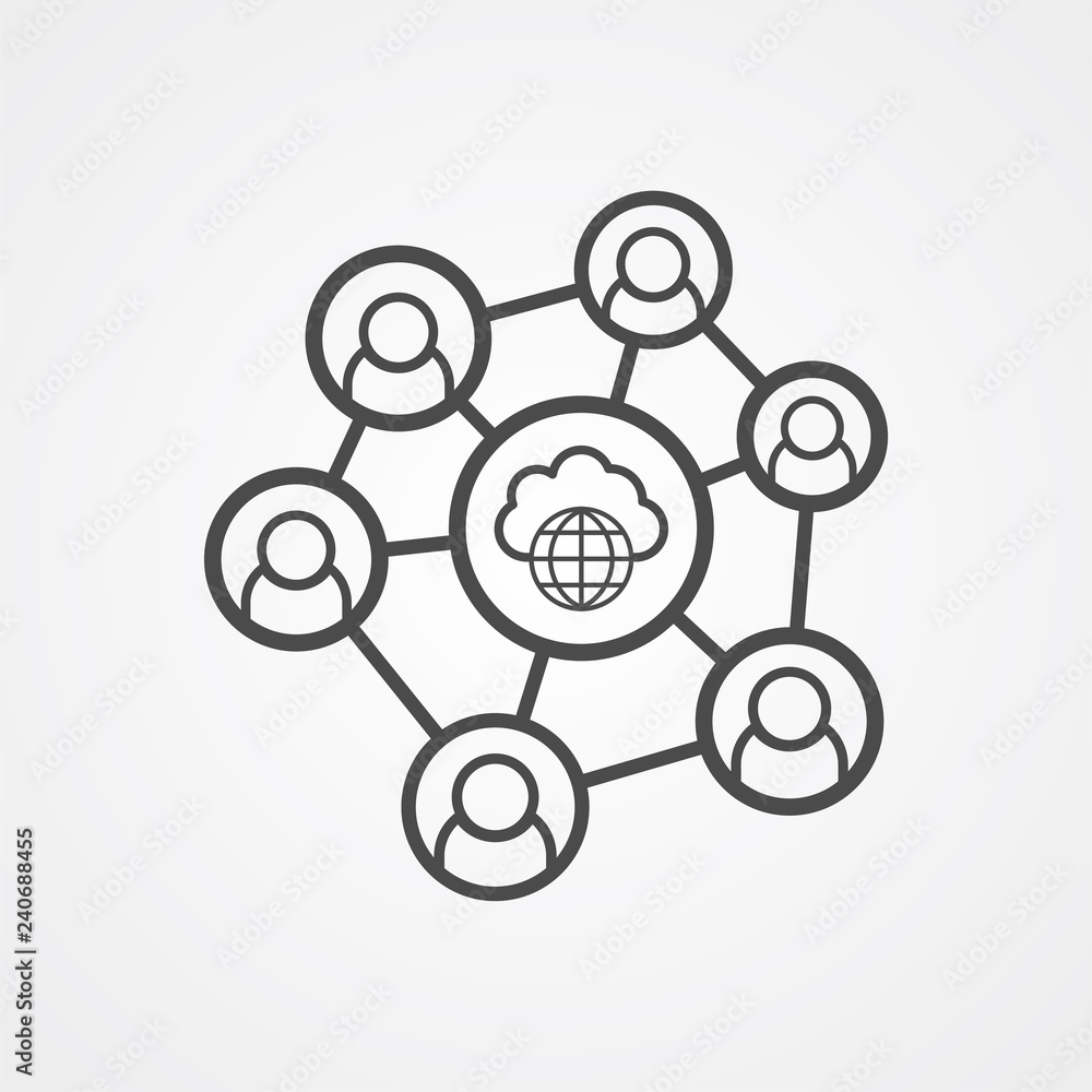 Cloud network vector icon sign symbol Cloud network vector icon sign symbol