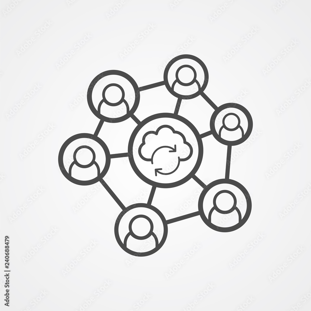 Cloud network vector icon sign symbol Cloud network vector icon sign symbol