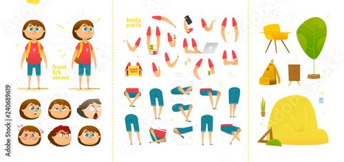 Young School Boy Character for Motion Design