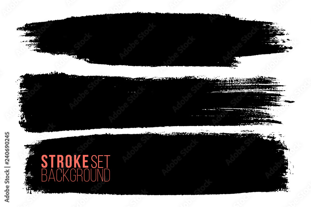 Vector set of hand drawn brush strokes, stains for backdrops. Monochrome design elements set. Black color artistic hand drawn backgrounds various shape. Vector set of hand drawn brush strokes, stains for backdrops. Monochrome design elements set. Black color artistic hand drawn backgrounds various shape.