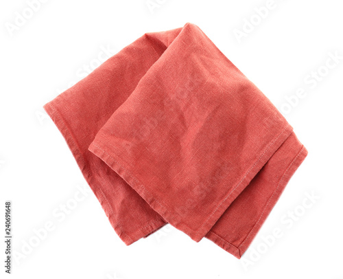 Fabric napkin for table setting on white background