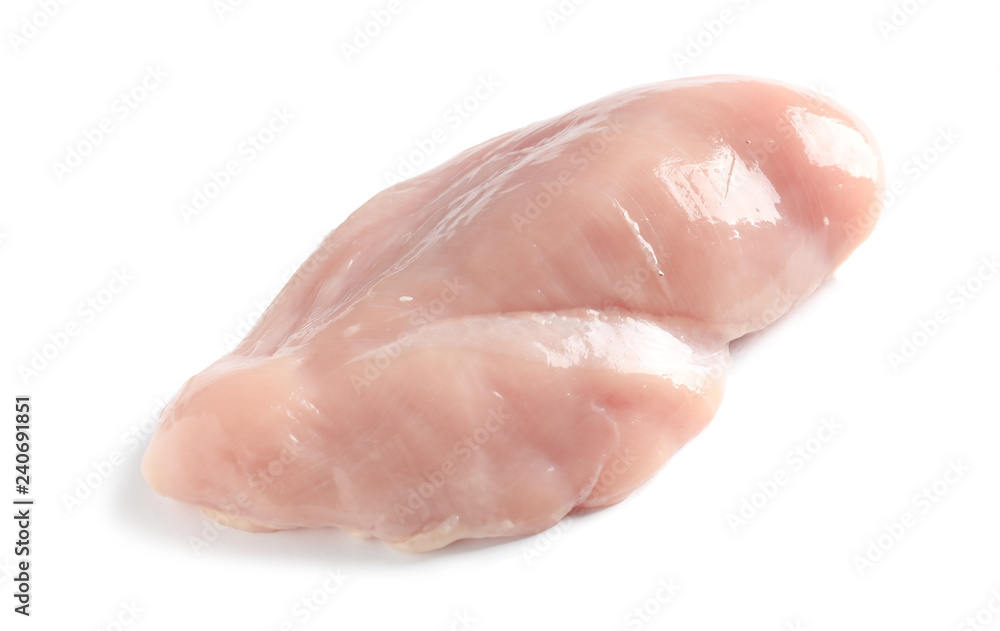 Raw chicken fillet on white background. Natural food high in protein Raw chicken fillet on white background. Natural food high in protein