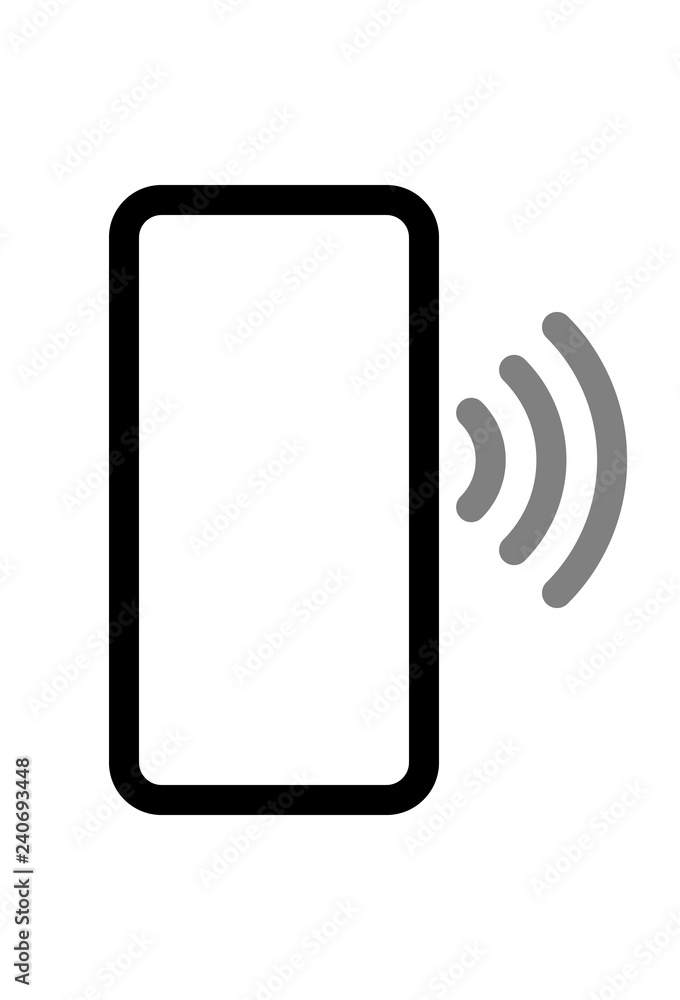 Smartphone with waves symbol icon - black gray simple flat - vector Smartphone with waves symbol icon - black gray simple flat - vector
