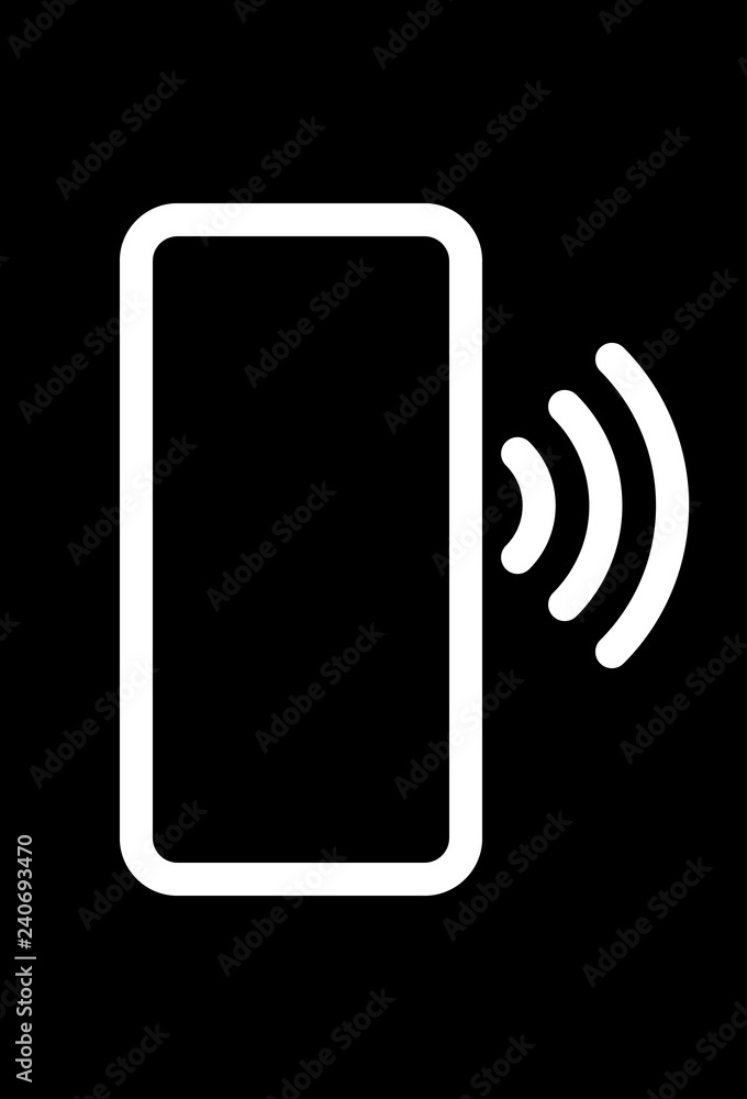 Smartphone with waves symbol icon - white simple flat - vector Smartphone with waves symbol icon - white simple flat - vector