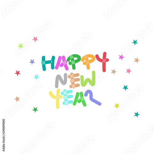 Happy New Year. Holiday Vector Illustration With Hand Lettering Composition - EPS 10