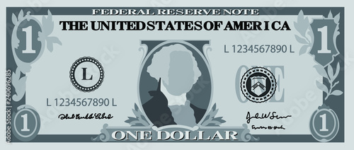 Monochrome 1 US dollar banknote