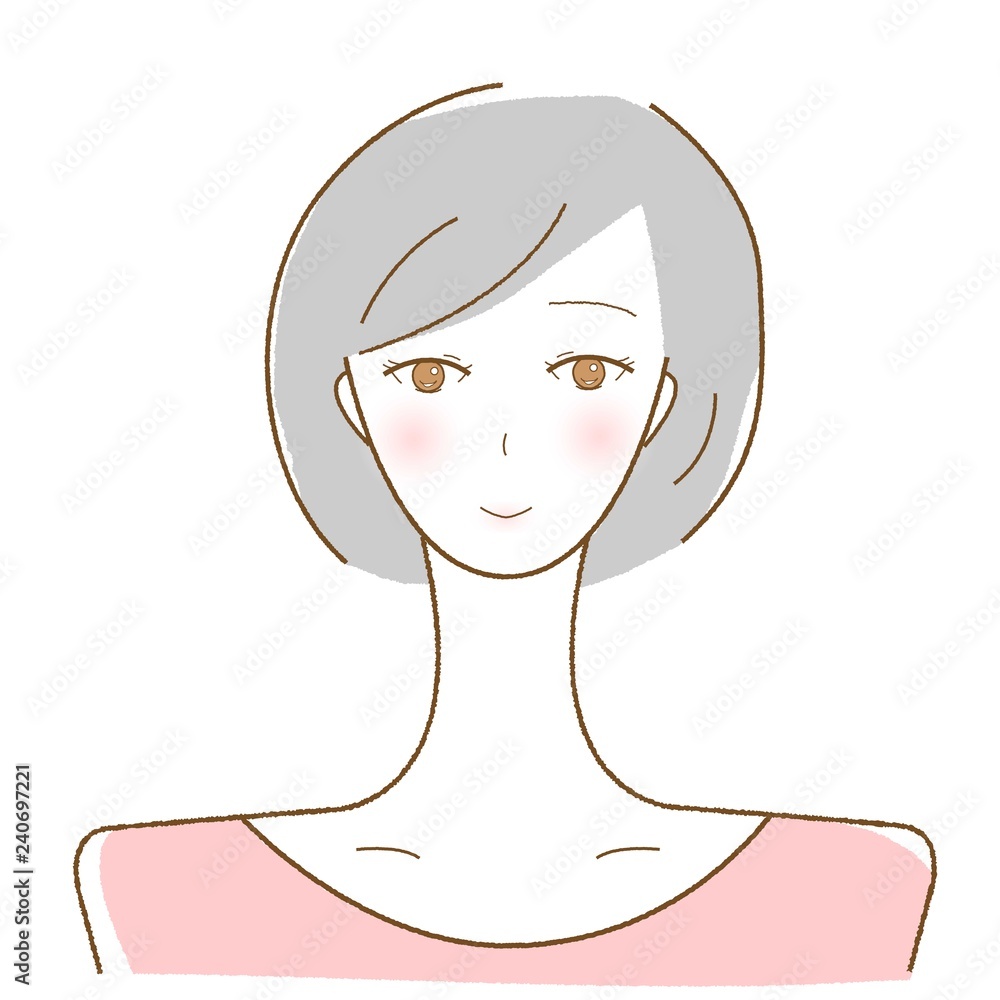 女性 笑顔 ショートカット イラスト ベクター Stock ベクター Adobe Stock