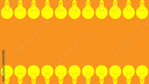 Yellow many Light bulb icon isolete on blank orange wallpaper background web template, minimal flat design style. photo