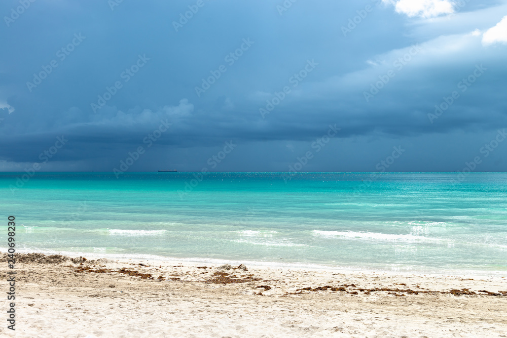 Miami south beach with storm getting close