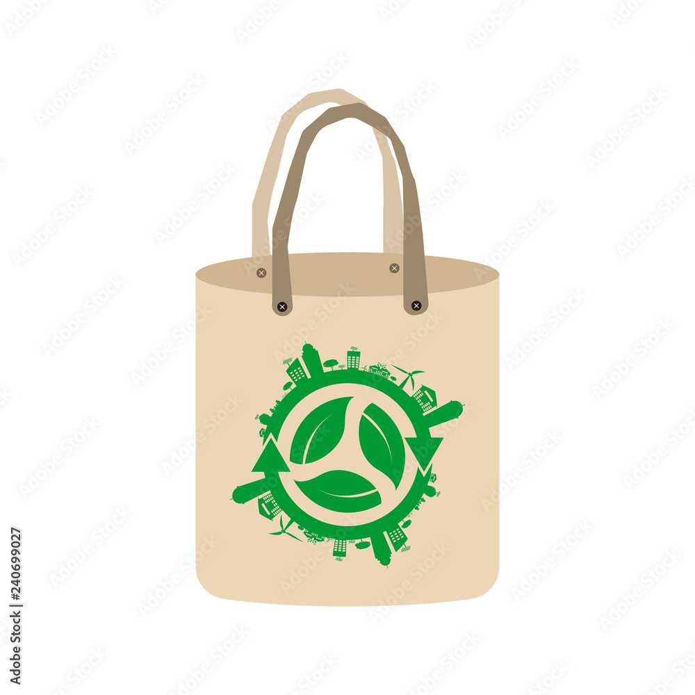 Ecology concept,eco-friendly fabric bag ideas.Vector illustration Ecology concept,eco-friendly fabric bag ideas.Vector illustration