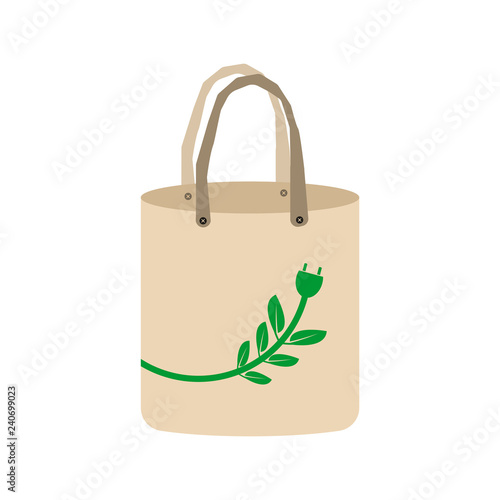 Ecology concept,eco-friendly fabric bag ideas.Vector illustration