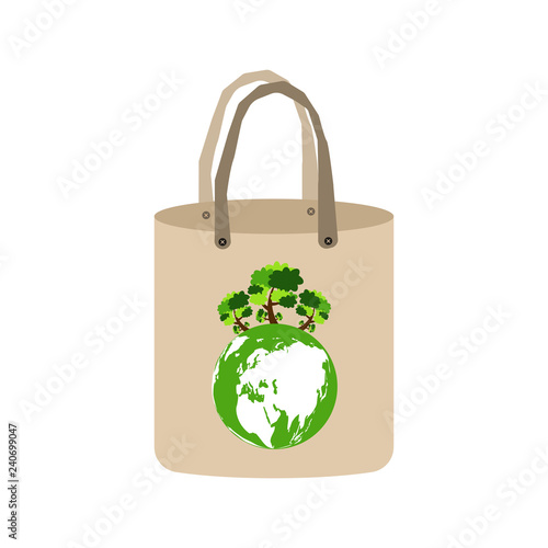 Ecology concept,eco-friendly fabric bag ideas.Vector illustration