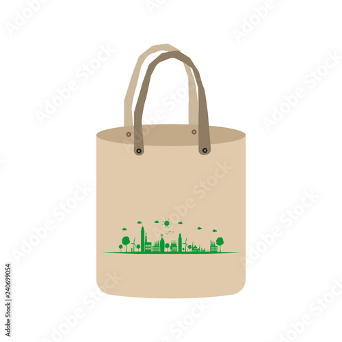Ecology concept,eco-friendly fabric bag ideas.Vector illustration