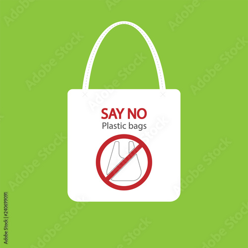Ecology concept,eco-friendly fabric bag ideas.Vector illustration