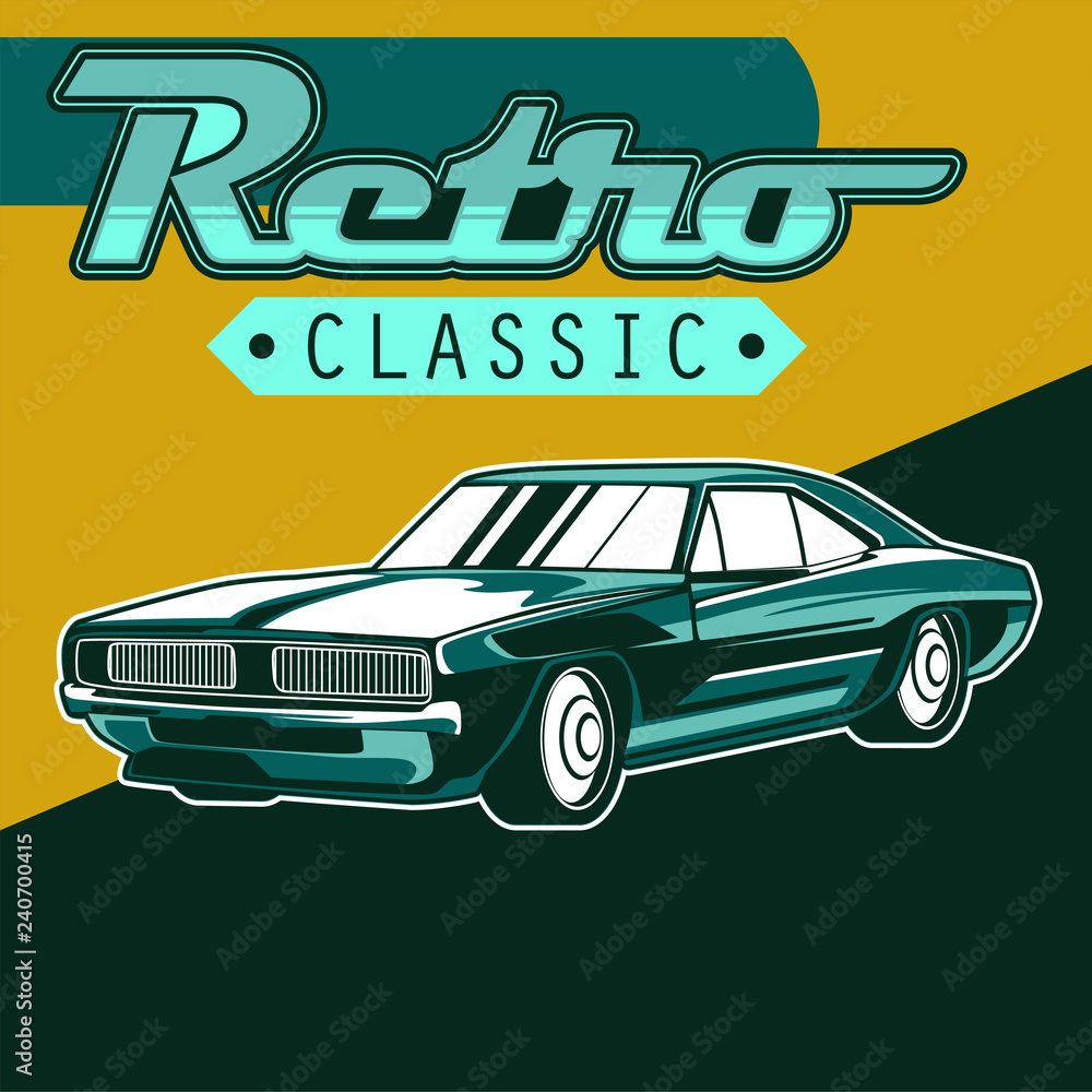 Retro car service sign. Vector illustration. - Vector 