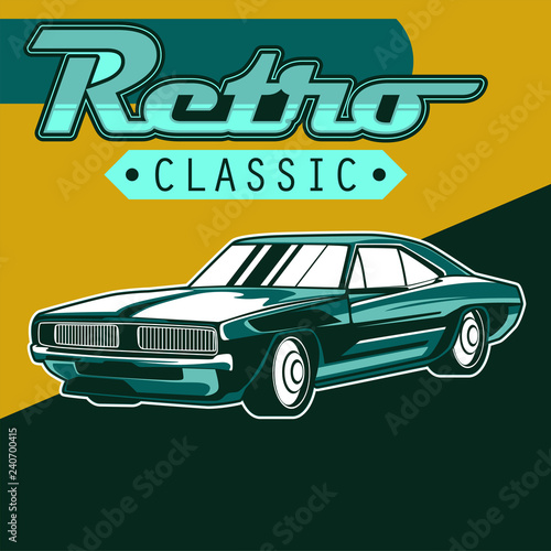 Retro car service sign. Vector illustration. - Vector 