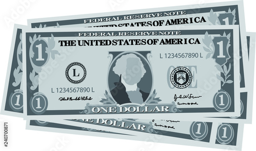 Monochrome Bunch of 1 US dollar banknote