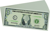 Bunch of 1 US dollar banknote