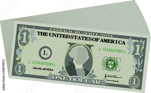 Bunch of 1 US dollar banknote