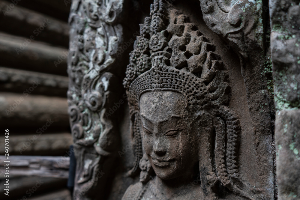 Apsara statue in Bayon temple, Cambodia