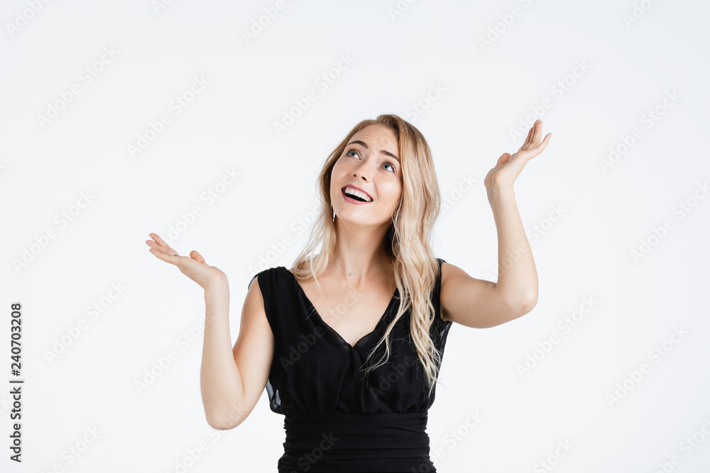 Beautiful woman feeling very happy excited. Beautiful woman feeling very happy excited.