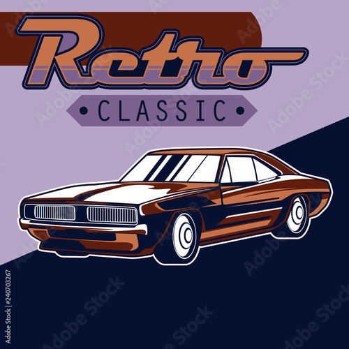 Retro car service sign. Vector illustration. - Vector 