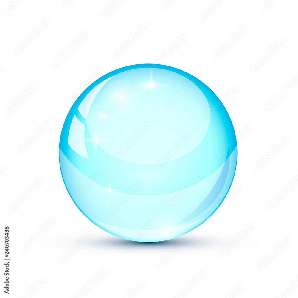 Blue sky glass ball with shadow. Vector illustration. Blue sky glass ball with shadow. Vector illustration.