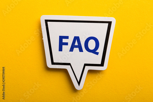 FAQ Speech Bubble Isolated On Yellow Background