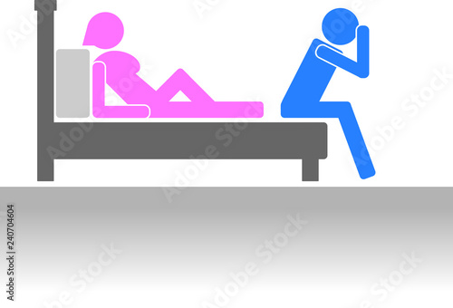 Dysfunction man and women flat design  vector problem for married life.