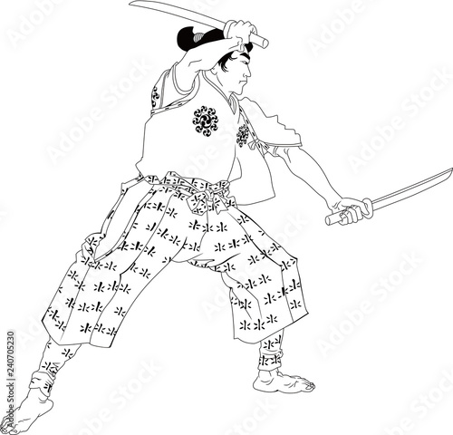 浮世絵　宮本武蔵　その1　白黒