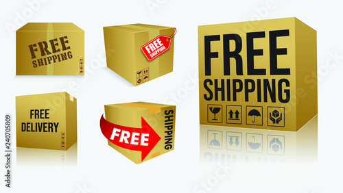 set of cardboard box of free shipping or free delivery. easy to modify