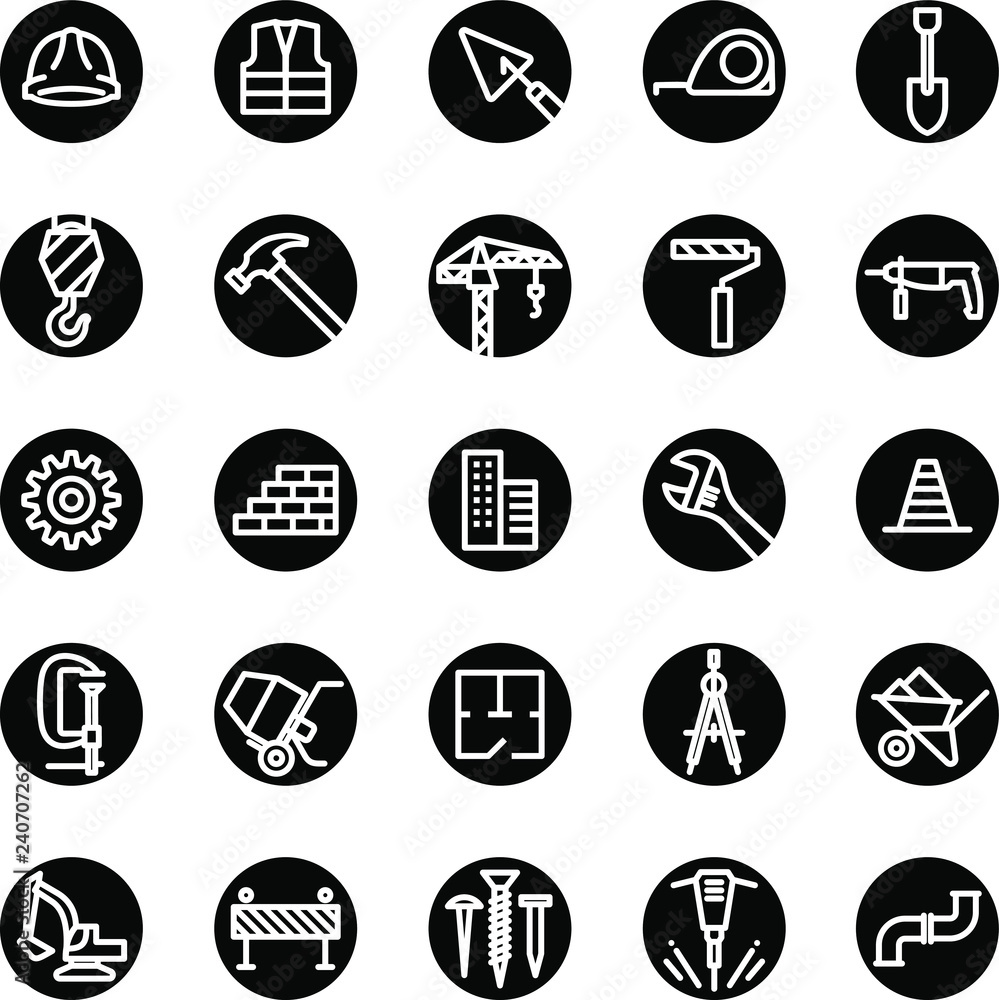 Building and construction vector icons set.