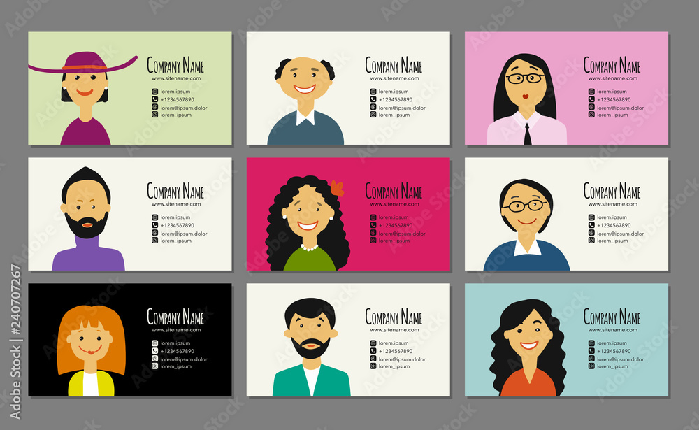 Business cards with people portraits for your design Business cards with people portraits for your design