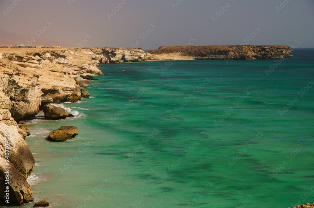 The Arabian Sea at the southern coast of Oman. Taqah City.