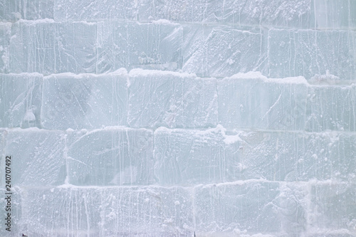 close view of the wall of the ice blocks